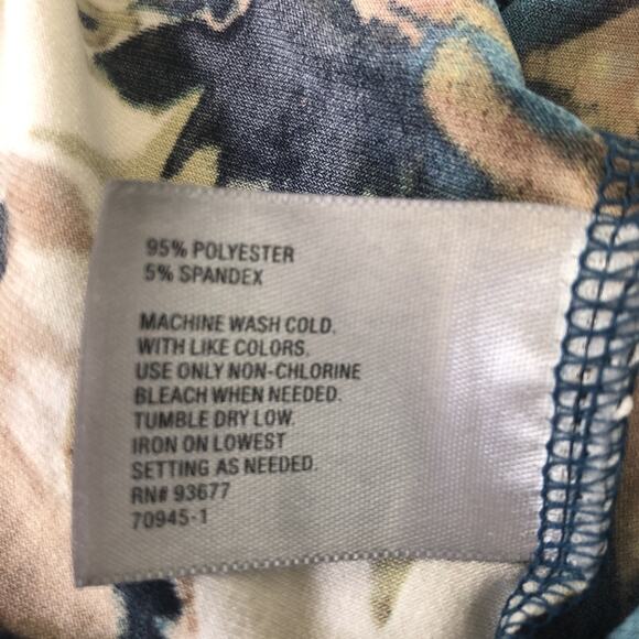 Worthington Women’s Sleeveless Crossover Blouse 1X Stretch Brown Blue Floral Top - Picture 11 of 16